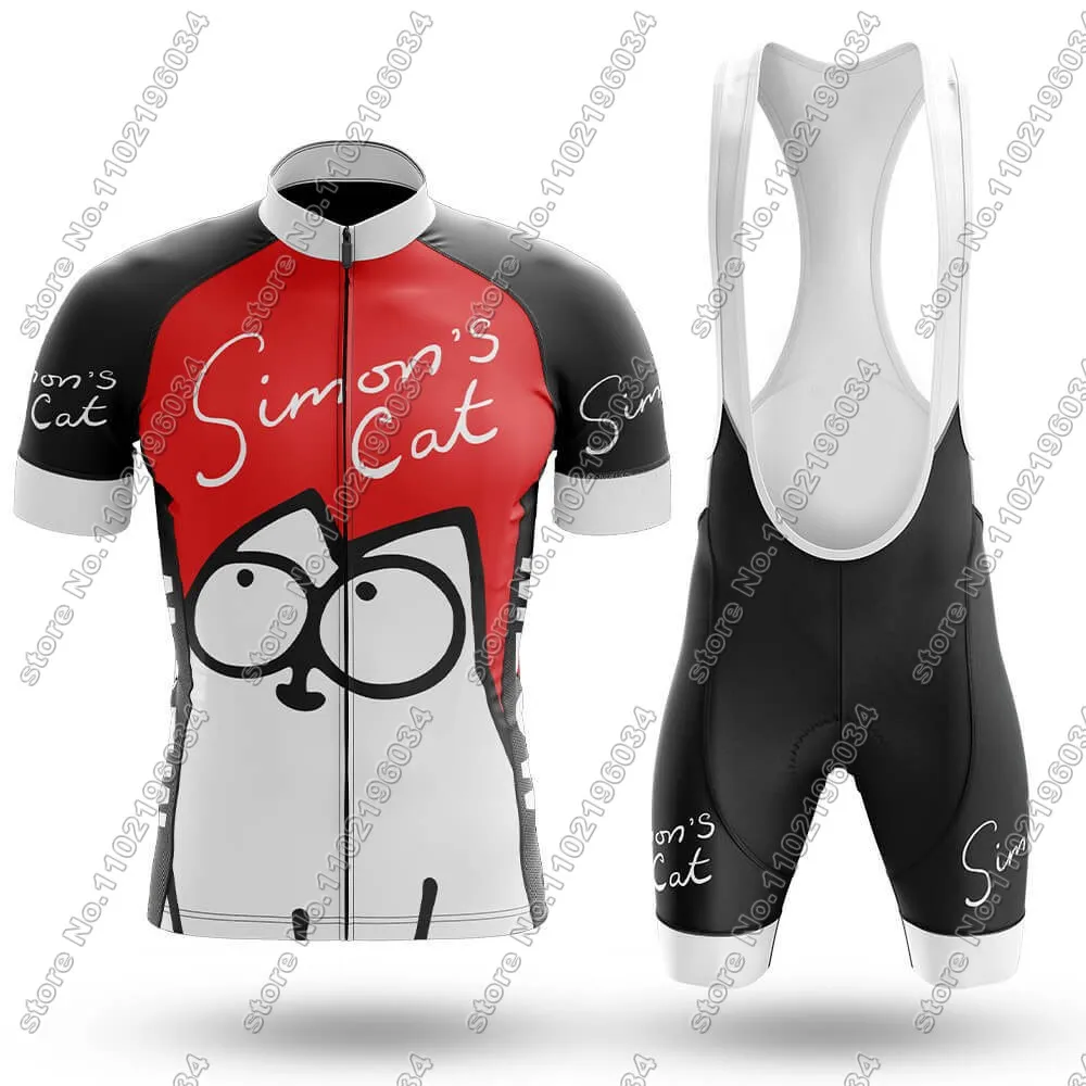 Funny Cat cycling Jersey Set Cartoon Anime Clothing Men Red Road Bike Shirt Suit Bicycle Bib Shorts MTB Wear Ropa Maillot