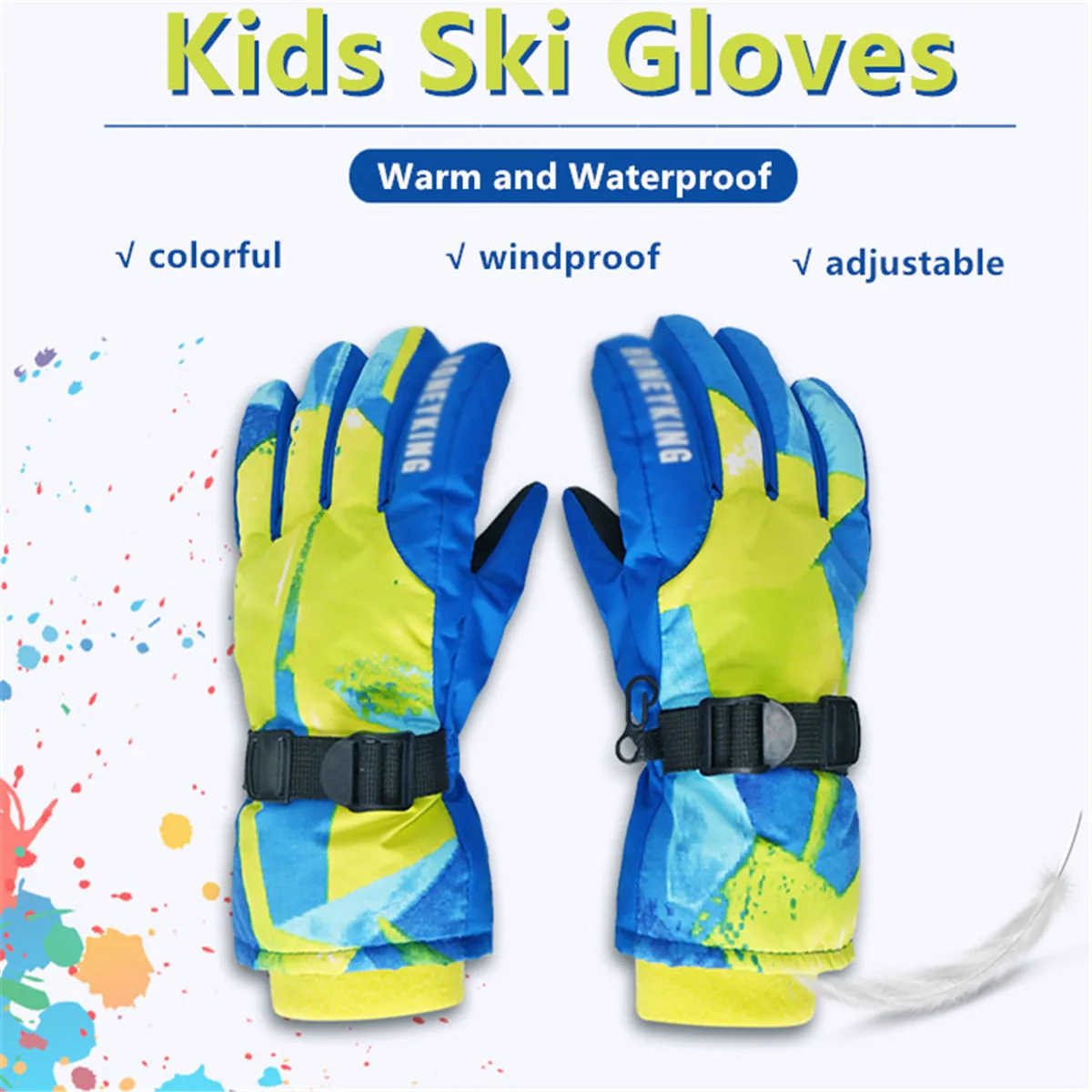 HONEYKING Kids Winter Ski Gloves Waterproof Warm Padded Mitten For Girls Boys Outdoor Skiing Cycling Windproof Snowboard Gloves cycling gloves winter gloves ski gloves