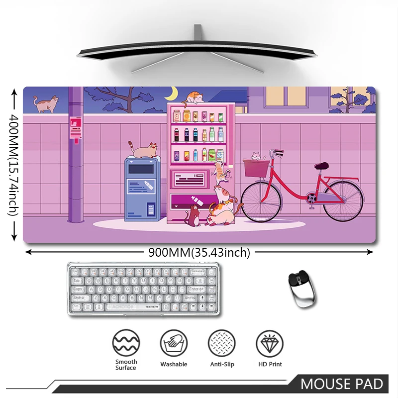Charming Cat-Inspired Large Gaming Mouse Pad - Decorative Desk Mat & Computer Accessory