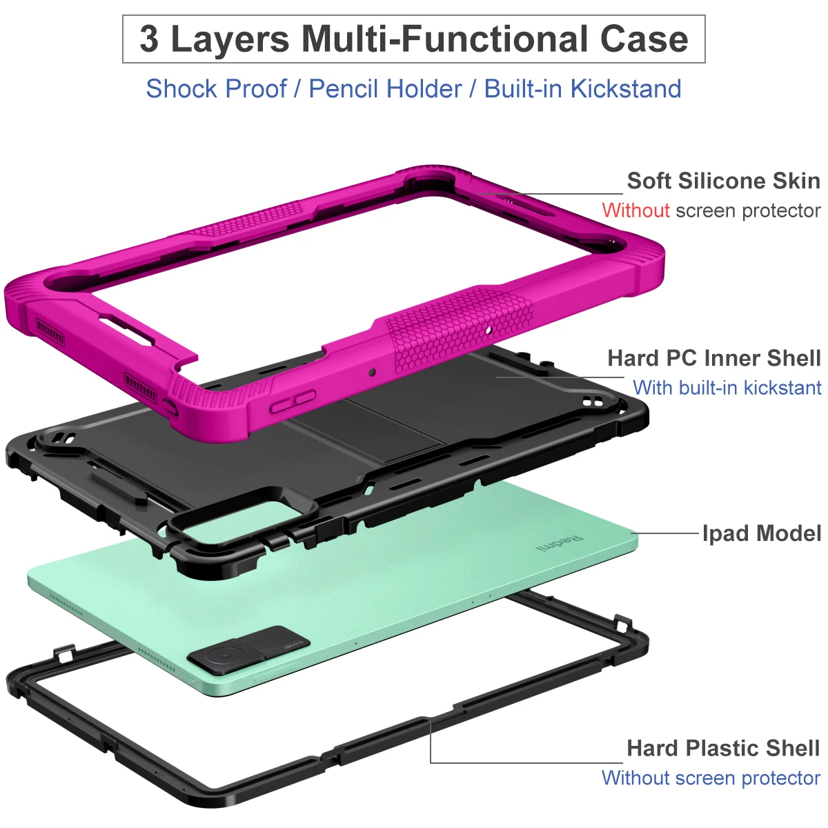 Durable Armor Case with Kickstand & 3-Layer Protection