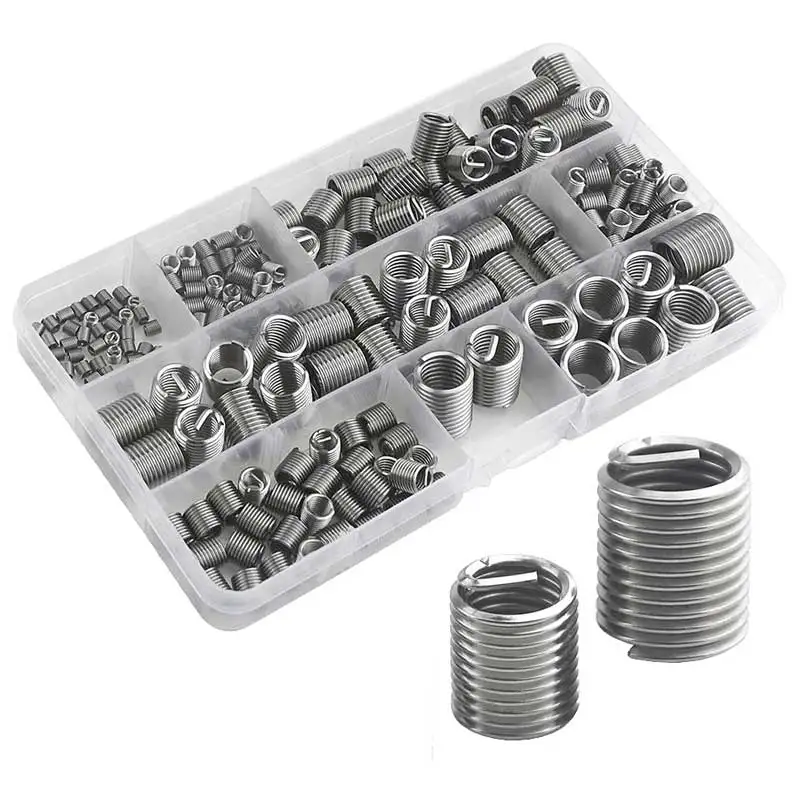 60Pcs Stainless Steel Wire Thread Insert Assortment Metric M3 M4 M5 M6 M8  M10 M12 Helicoil Type Thread Repair Insert Kit