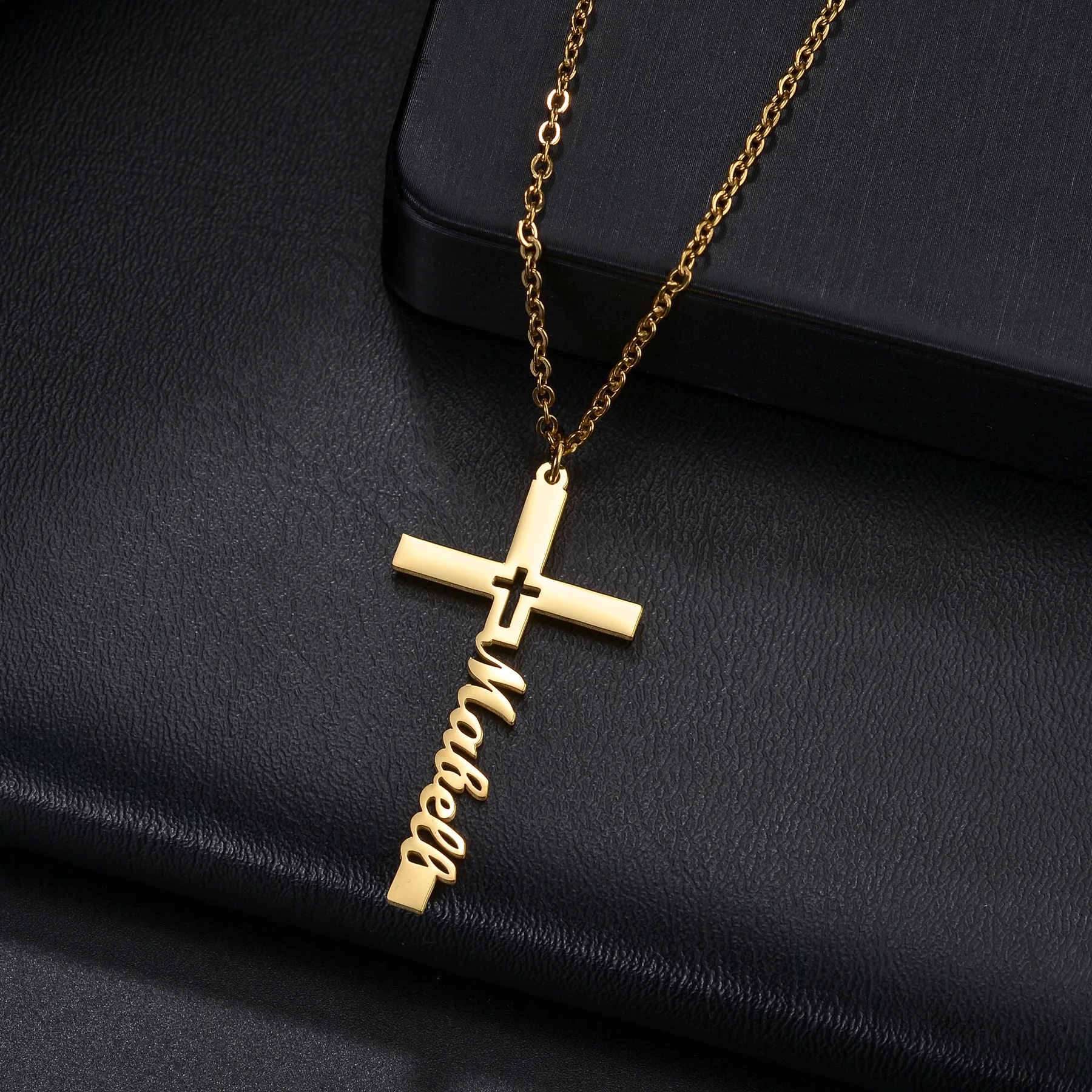 Stainless Steel Personalized Gold Cross Necklace For Him