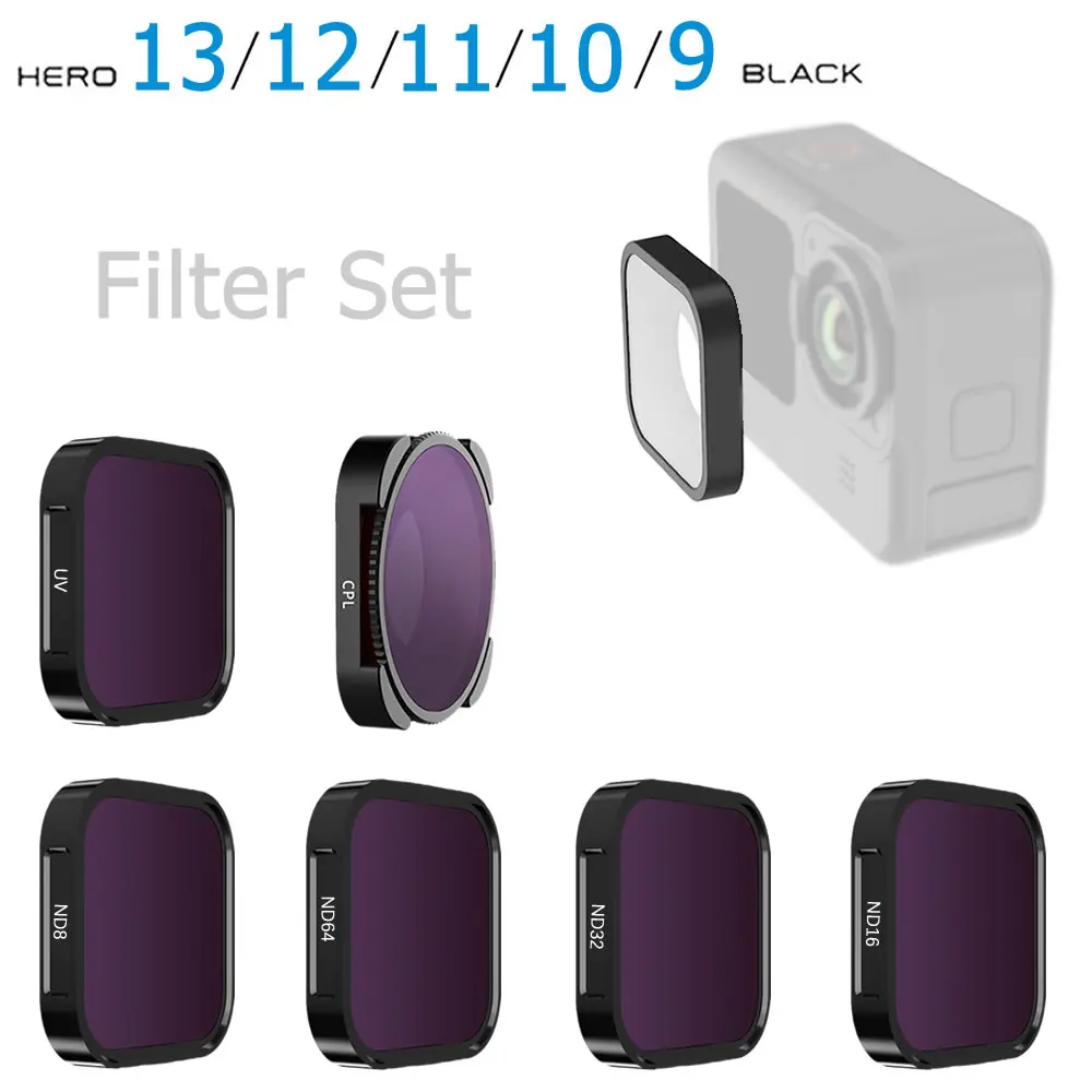 Set Filtri Impermeabili 3 In 1 Per GoPro 13/12/11/10/9: ND, UV E CPL, Vetro Ottico Multistrato