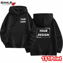 Winter Fleece Warm Hoodie Custom Logo Brand Casual Men's And Women's Personality Sweatshirt Print Embroidery Design Pattern Text