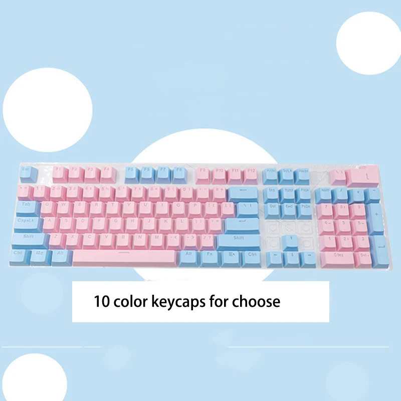 104 Pcs DIY Mechanical Keyboard Keycaps Set OEM Backlit Single Color ABS Pink White Key Cap for 61/87/104 Key Cherry MX Keycap