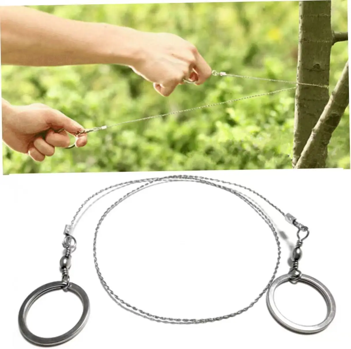 Portable Stainless Steel Wire Saw with Finger Handle Outdoor Camping Hiking Pocket Manual Cutting Chain Saws Survive Tool