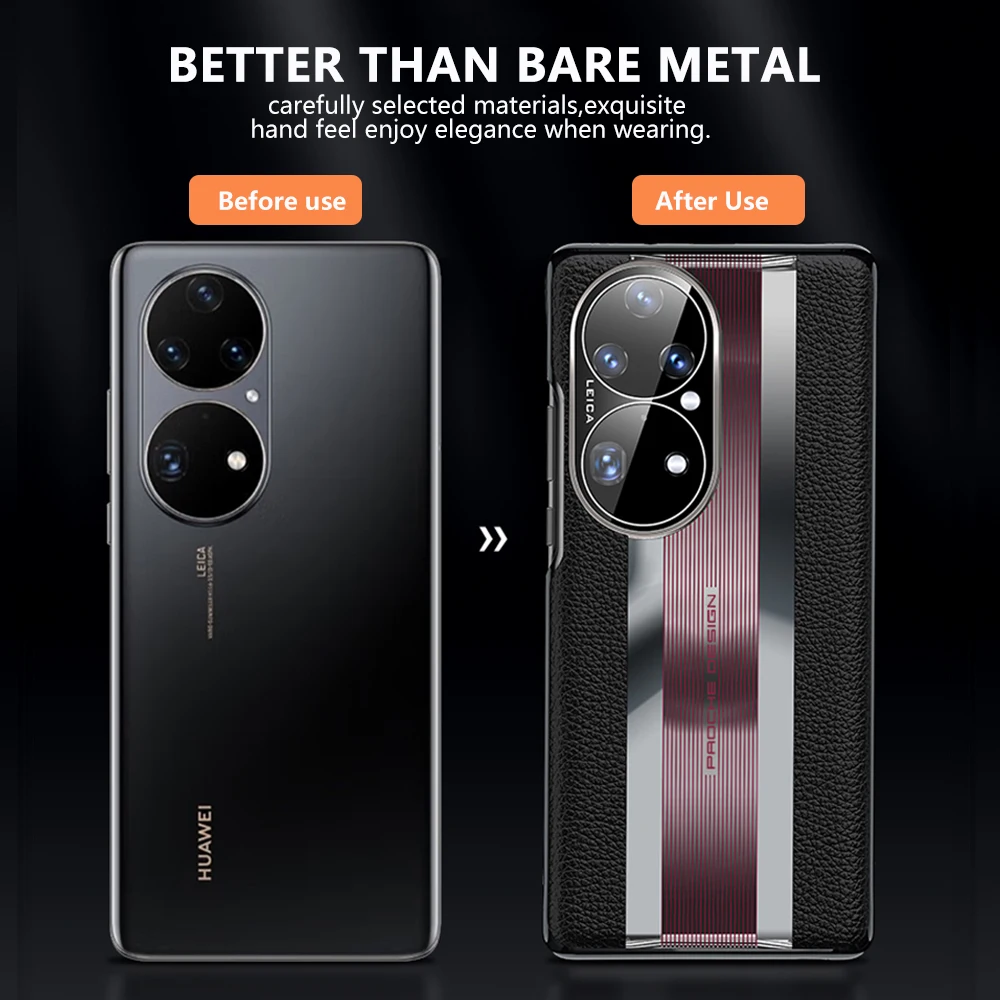 Genuine Leather Phone Case For Huawei P50 Pro Cowhide Crocodile texture Original Cover P 50 P50Pro Luxury plating Hard Capa