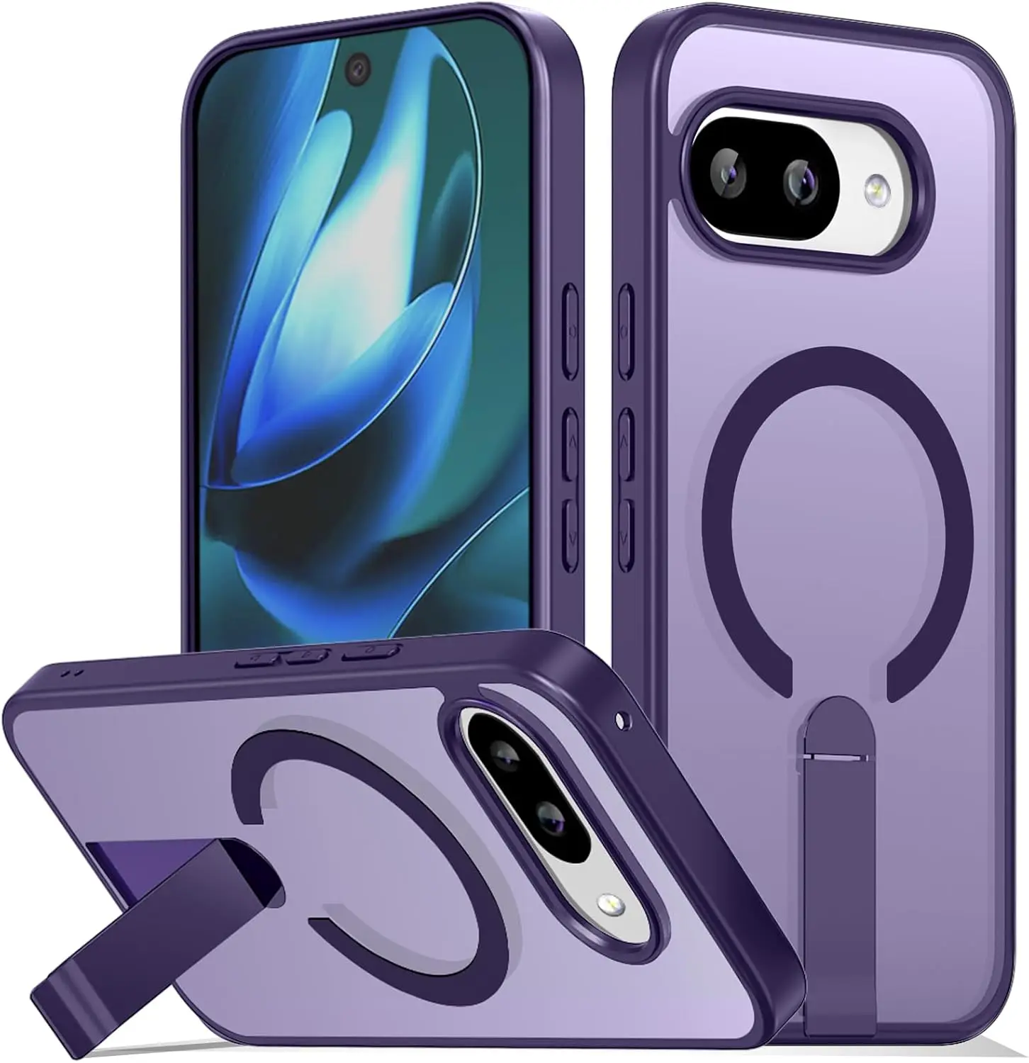 Matte Clear Magnetic Charging Shockproof Case with Invisible Kickstand