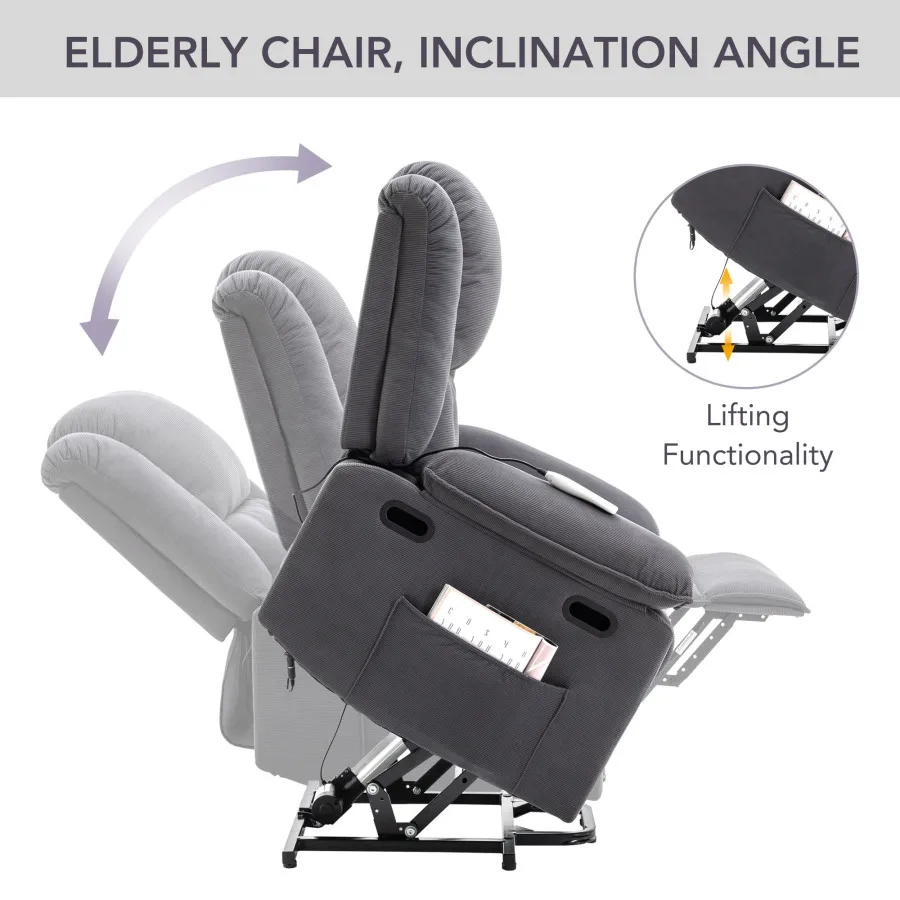 Massage Recliner Power Lift Chair for Elderly with Adjustable Massage and Heating Function Recliner Chair with Infinite Positio 4
