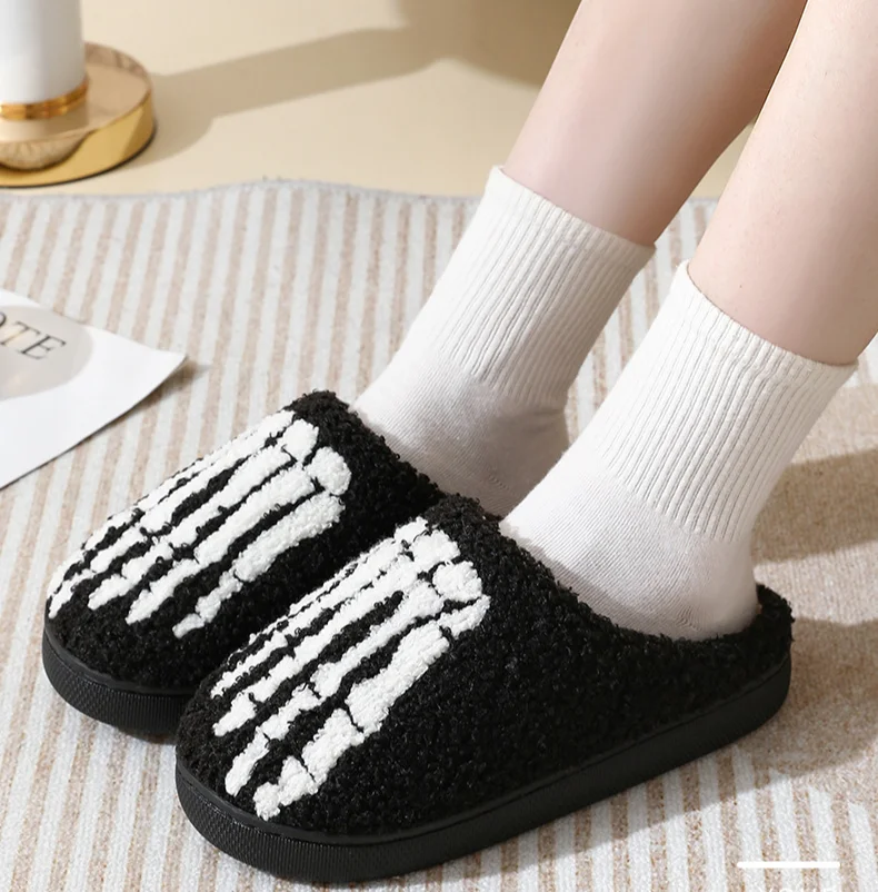 New Halloween Ghost Hand Cartoon Warm Winter for Men and Women Couples Home Indoor Cotton Slippers_voghion.com