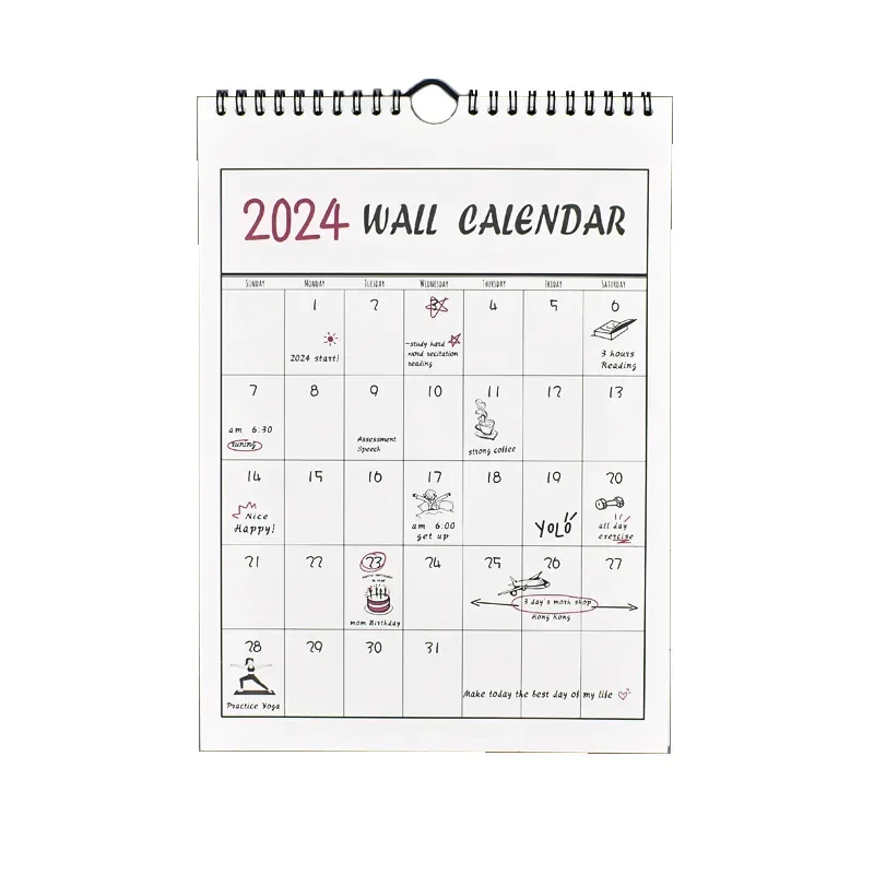 

2024 Daily Planner Agenda Organizer Home Simple Style Wall Calendar Weekly Monthly Schedule Stationery Office School Suppliess