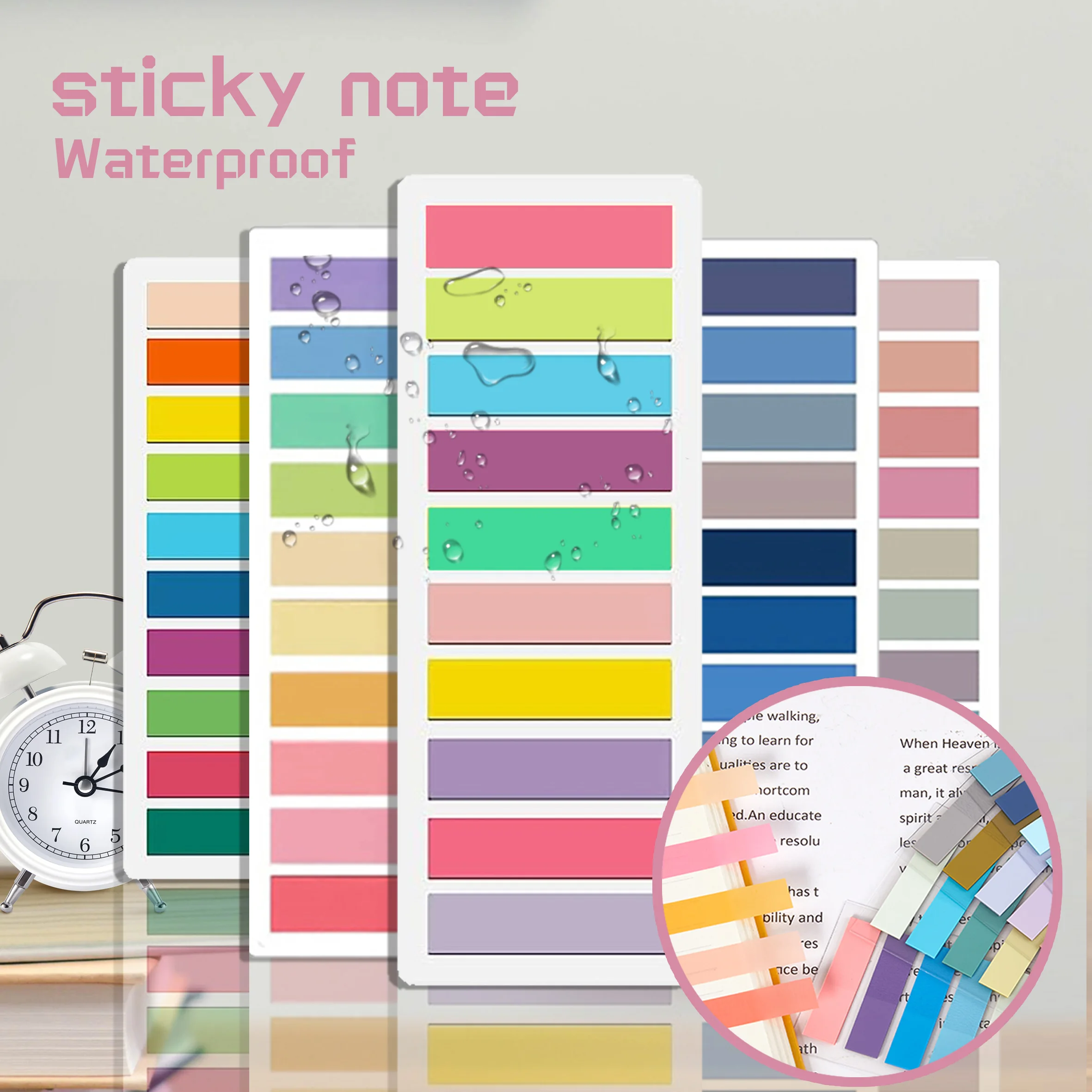 Set Tabs Clear Sticky Notes,Page Markers for Notebooks, Writable Repositionable Book Flags Strip Index Tabs Annotating