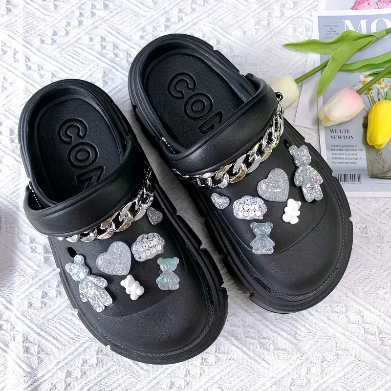 Women Clogs DIY Slip-on Comfort Sandals Fashion Beach Thick Platform Sides For Girls  Comfortable Soft EVA Garden Shoes 2