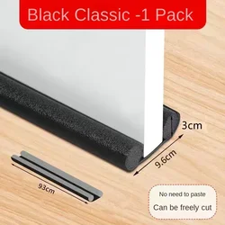 Waterproof Silicone Door Seal Strip - Double Layer Draft and Noise Reduction Guard (Black)