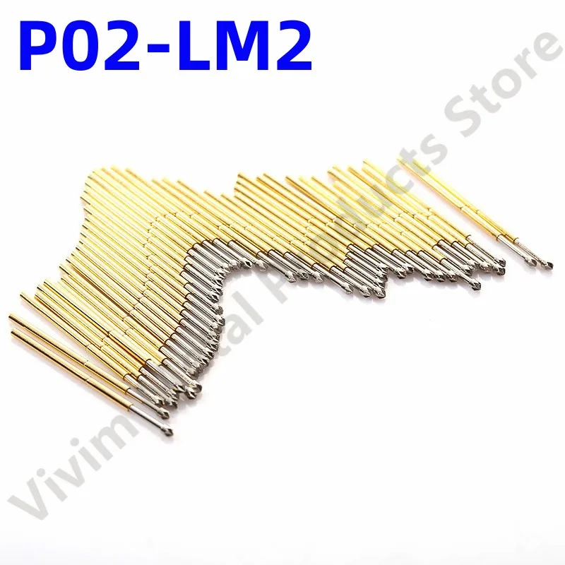 100PCS P02-LM2 Spring Test Pin P02-LM Test Probe Copper Pogo Pin Metal Test Needle Test Tool 24.7mm Dia 0.68mm 0.90mm 0.48mm
