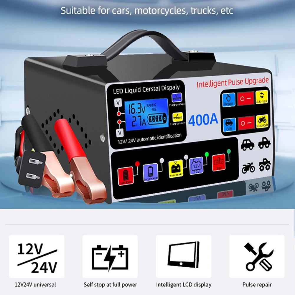 High-Power Five-Stage Intelligent Pulse Repair Car Battery Charger