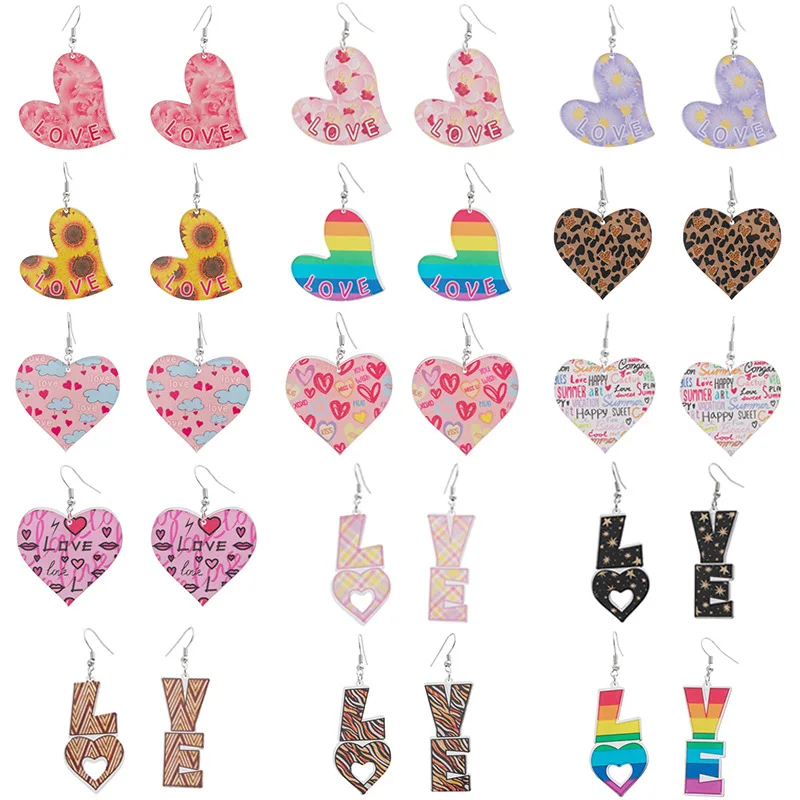 

15 pairs MIX New Trendy Women Personality Simplicity sweet love heart spring Acrylic earrings best gift