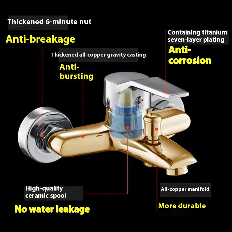 Home Bathroom Triple Shower Faucet Support Hot and Cold Water Faucet Bath Bath Mixer Valve Shower Set Bathroom Accessories 4