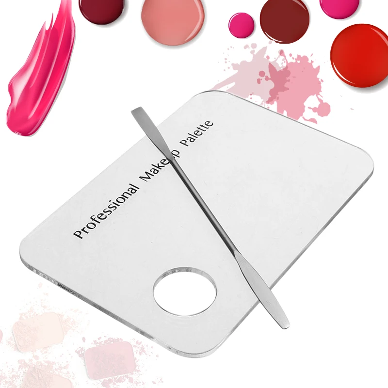 

Makeup Palette Clear Polish Gel Mixing Spatula Acrylic Nail Stamping Plates Foundation Eyeshadow Stainless Steel with Spatula