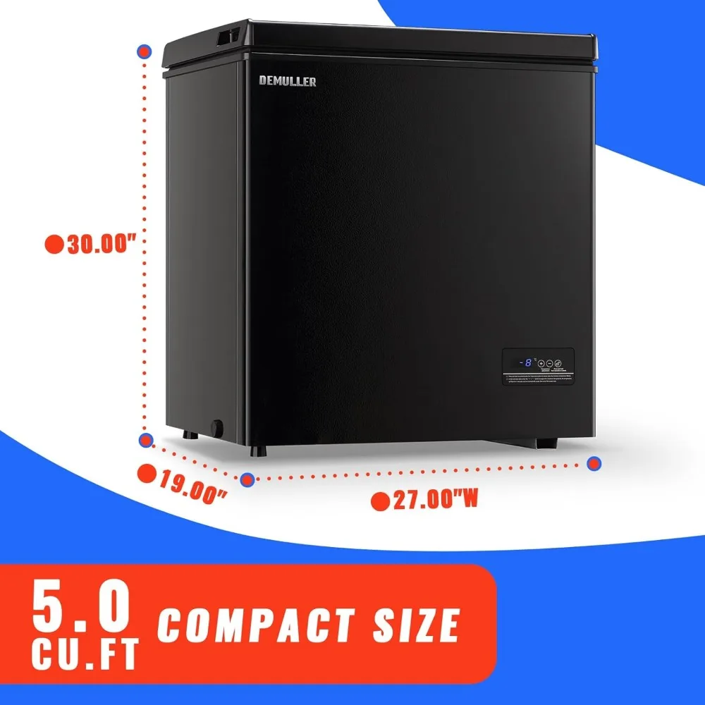 5.0 CU.FT Deep Freezer Top Open Door Compact Freezer Chest Freezer with Removable Storage Basket for Home Kitchen Garage 5