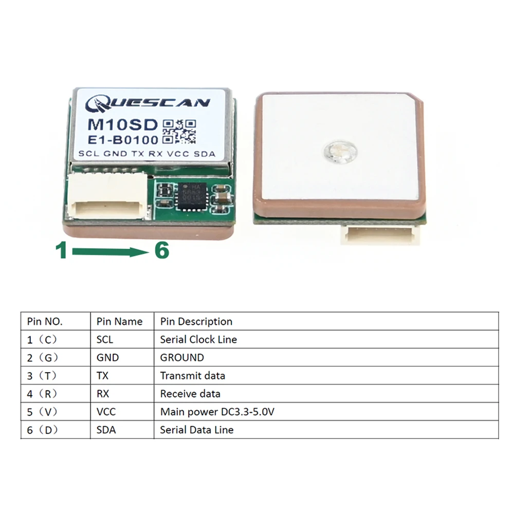 QUESCAN 18*18mm 10Hz FPV M10 GPS GNSS 모듈 (컴퍼스 5883 포함) AP BF INAV GPS Galileo GLONASS BeiDou 모듈 GNSS 수신기용