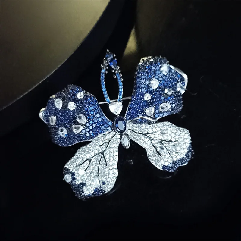 

OKILY Luxury Shiny Zirconium Butterfly Brooch Pin for Women Ornament Exquisite Animal Insect Man Suit Clothing Unisex Accessori