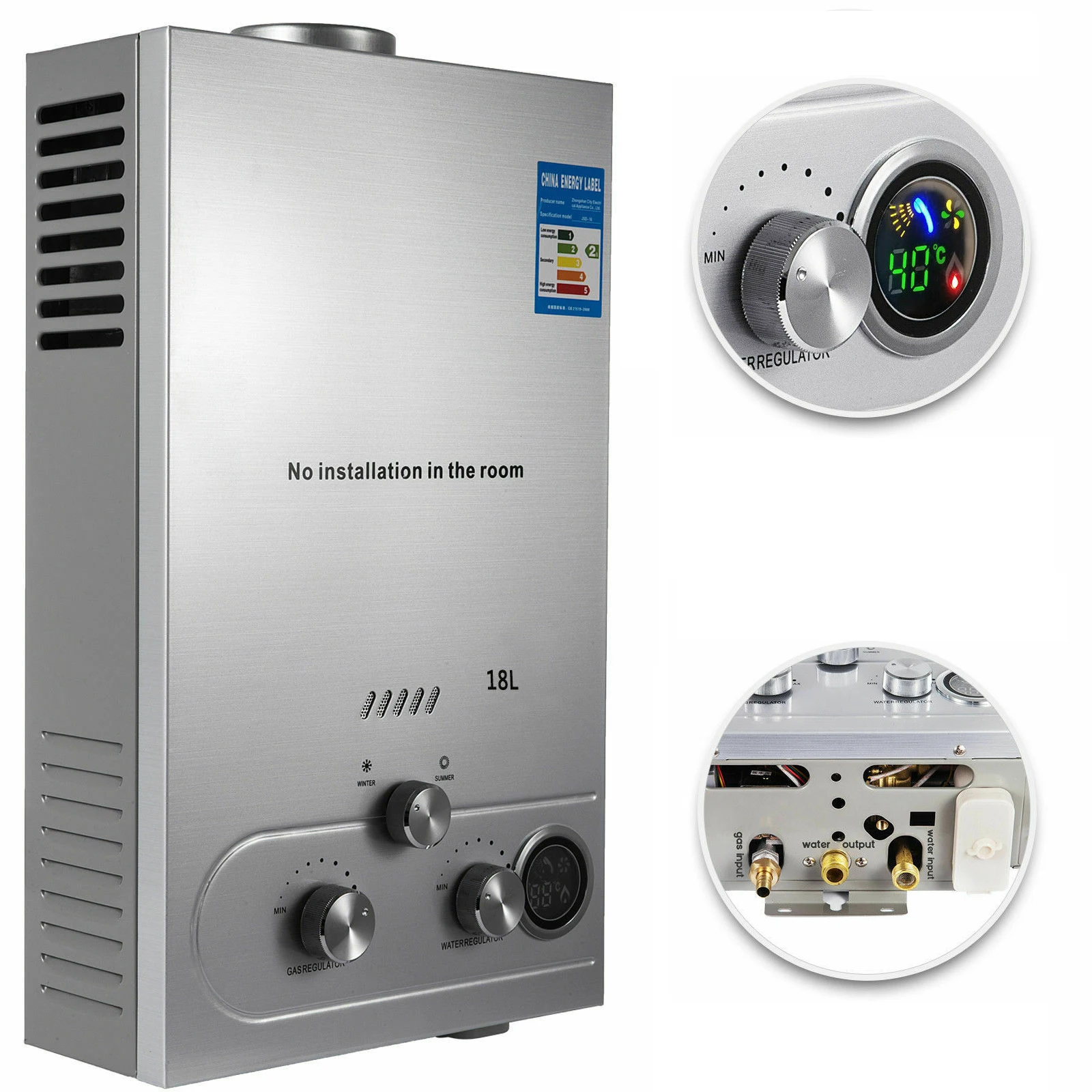 18L Hot Water Heater Liquefied Petroleum Gas On-Demand Tankless Water Heater  Digital Instant Boiler Heater Kits for VIP - AliExpress