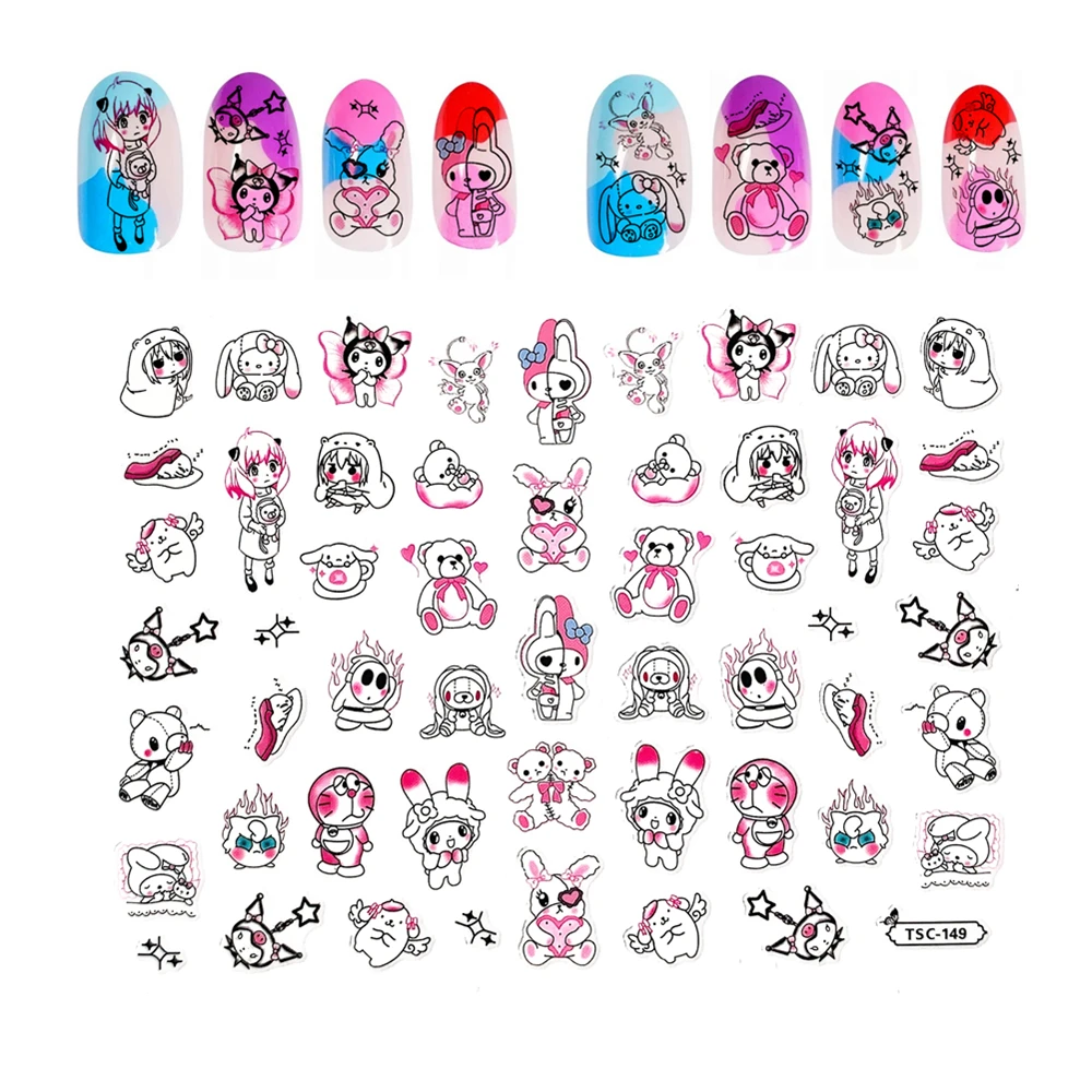 

TSC-149 R-079 Japanese cartoon spy girl Transformed cat 3D Back glue Nail Art Stickers Decals Sliders Nail ornament decoration