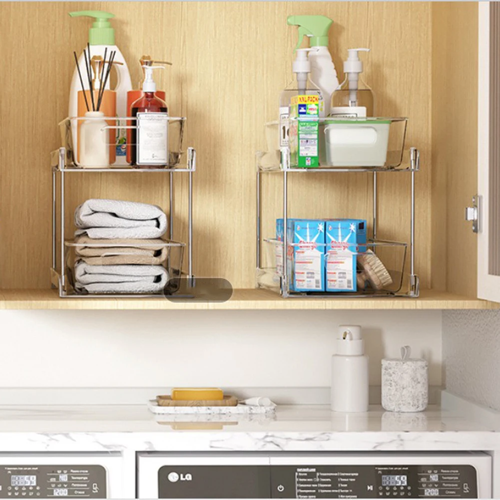 

Bathrooms Laundry Rooms Under Sink Organizer Cabinet Storage Function Installation Organizer Space Storage Tier