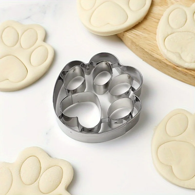 Stainless Steel Dog Paw Cookie Cutters, Candy, Jelly, Ice Cubes, Pastries, Cakes - DIY Baking Tool, Kitchen Accessory