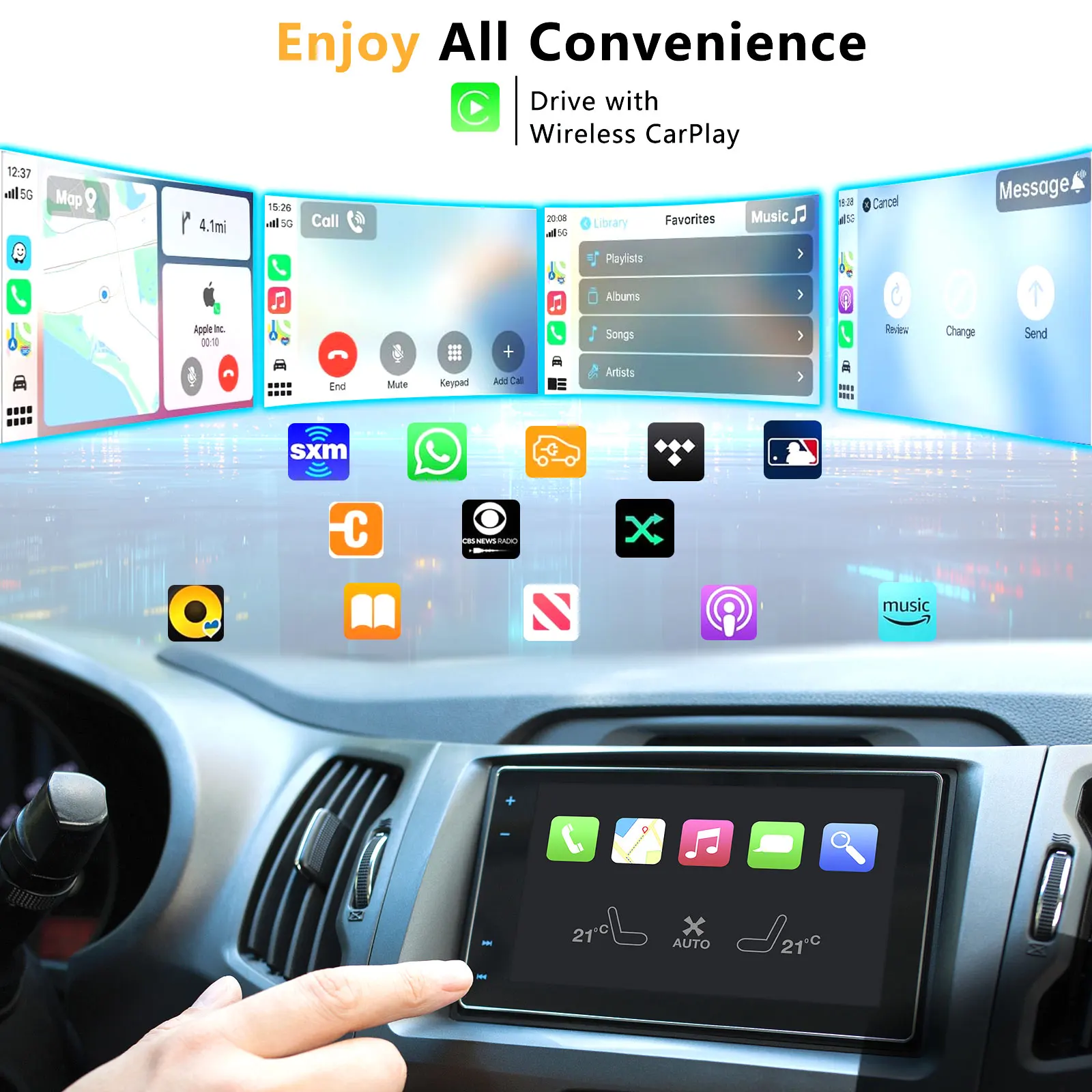 Wireless CarPlay Adapter , Converts Factory Wired CarPlay to Wireless, Plug and Play Car Play Wireless Adapter for Apple iPhone