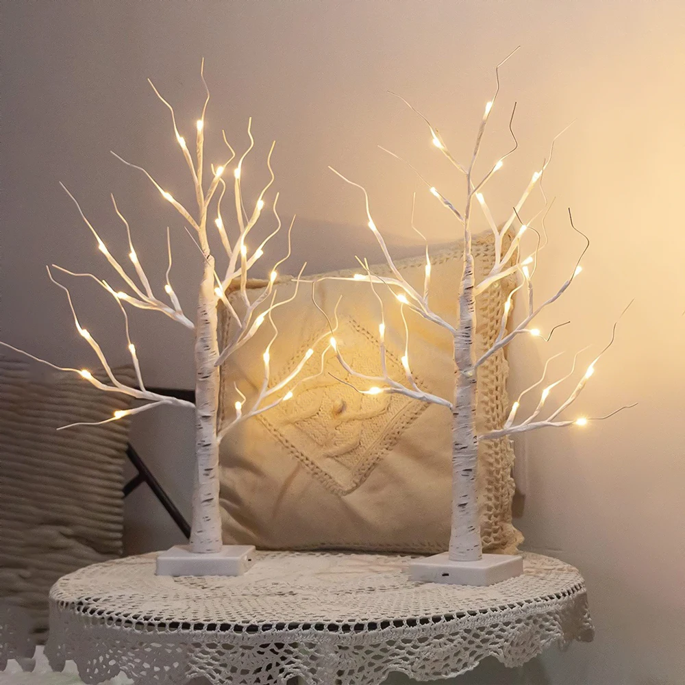 

24'' LED Lighted Birch Tree Light Tabletop Jewelry Holder, Decoration Lights for Christmas Thanksgiving Wedding Home Bedroom