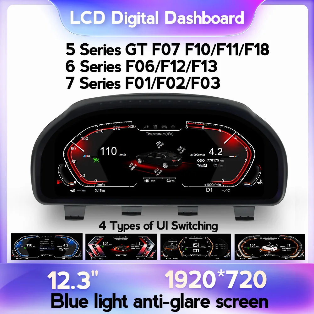 

Navifly MEKEDE 12.3" HUD Car LCD Digital Dashboard For BMW 5 6 7 Series GT F06 F07 F01 F02 F03 F10 F12 F13 F11 F18 Linux System