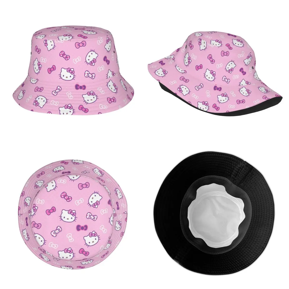 Sanrio Hello Kitty Bucket Hat for Teen Summer Travel Kitty White Bob Hat for Camping Caps 5