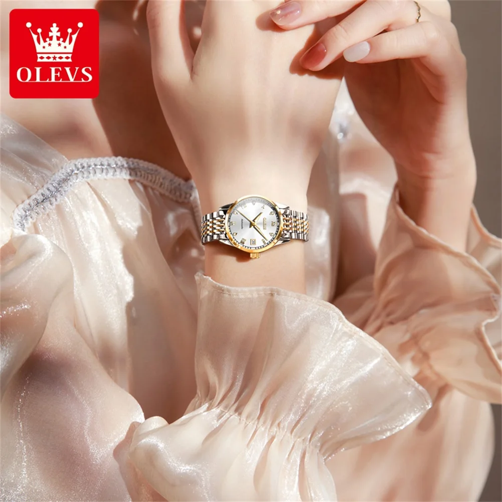 OLEVS 6602 Women's Watch Date Original Automatic Ladies Wristwatch Fashion Waterproof Roman Scale Mechanical Watch For Women
