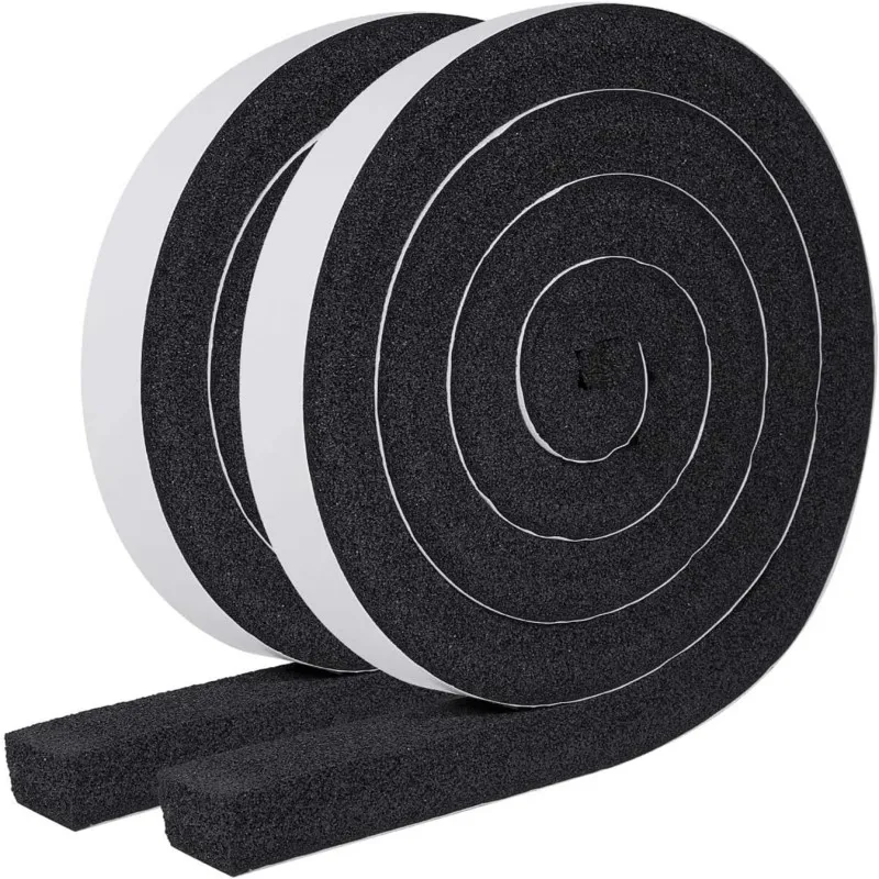 Adhesive Foam Weather Stripping 2 Rolls 1 Inch X 0.75 Inch X 6.5ft Air Conditioner Window Seal Open Cell High Resilience