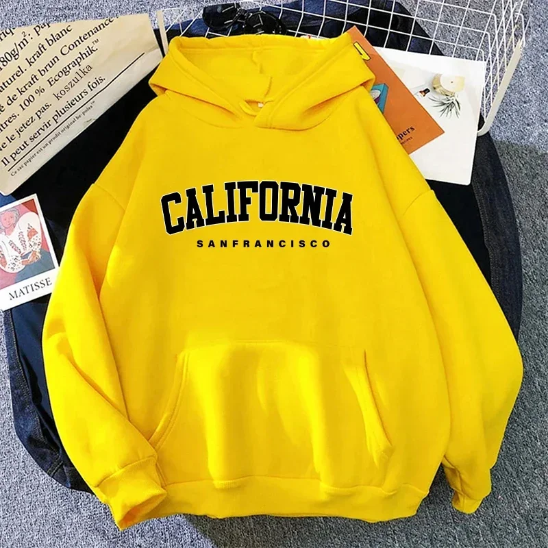 Plus Size 2025 California Fashion Sweatshirts for Woman Casual Sporty Hooded Long Sleeve Pullover Autumn Winter Comfort Hoodies