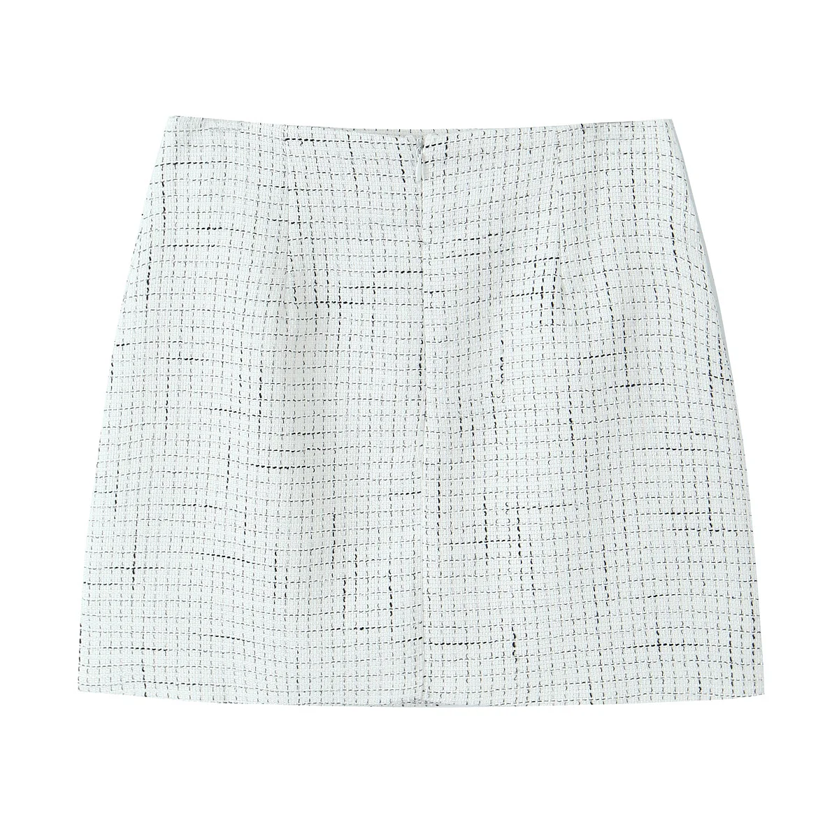 French Style Retro V collar Plaid Woven Tweed Blazer + High Waist Mini Short Skirts Suits 2 pieces 1 Set Black White