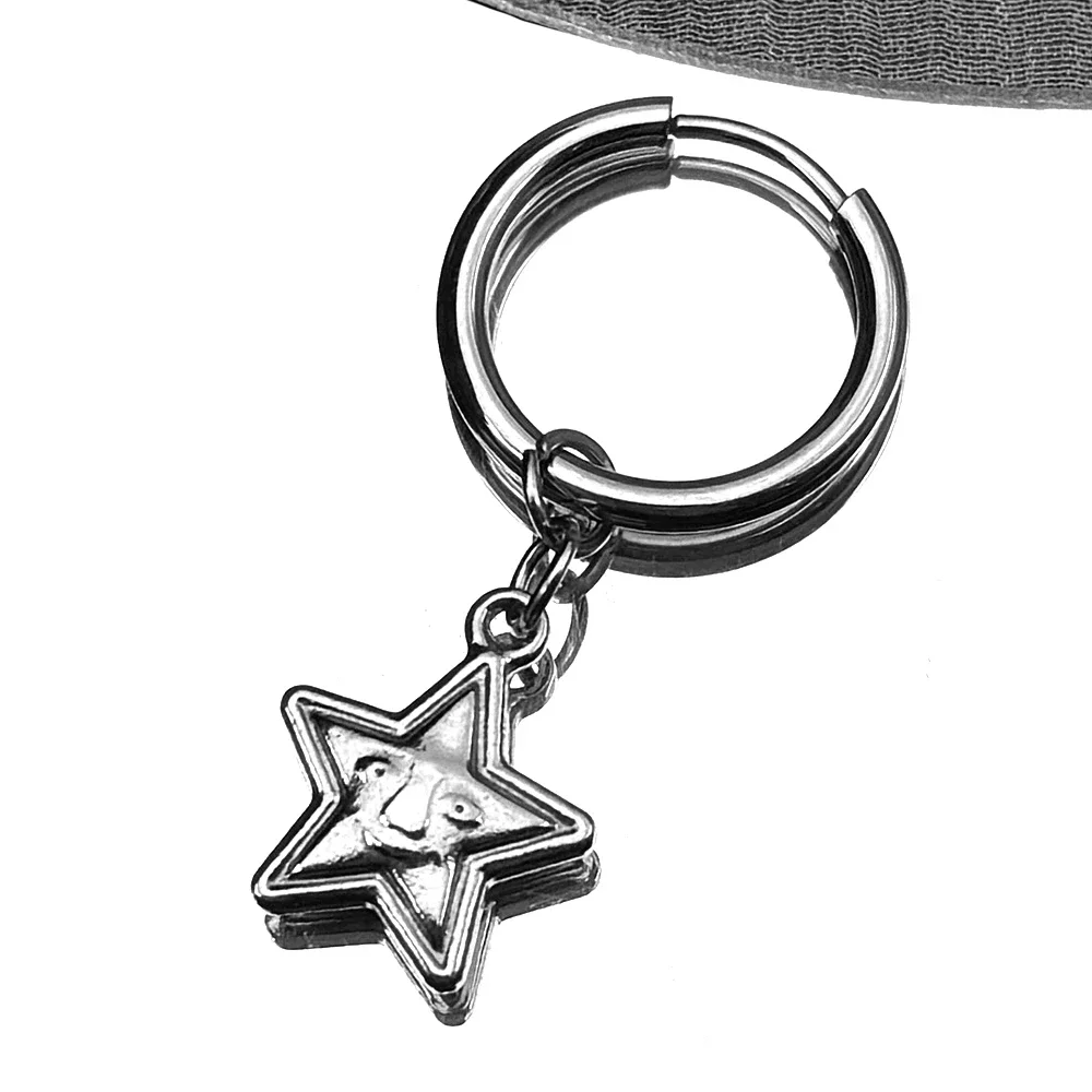 Key Star Hiphop Ohrringe Für Frauen Männer Edelstahl Silber Farbe Mode Punk Rock Ohr Ringe Rapper Schmuck Zubehör