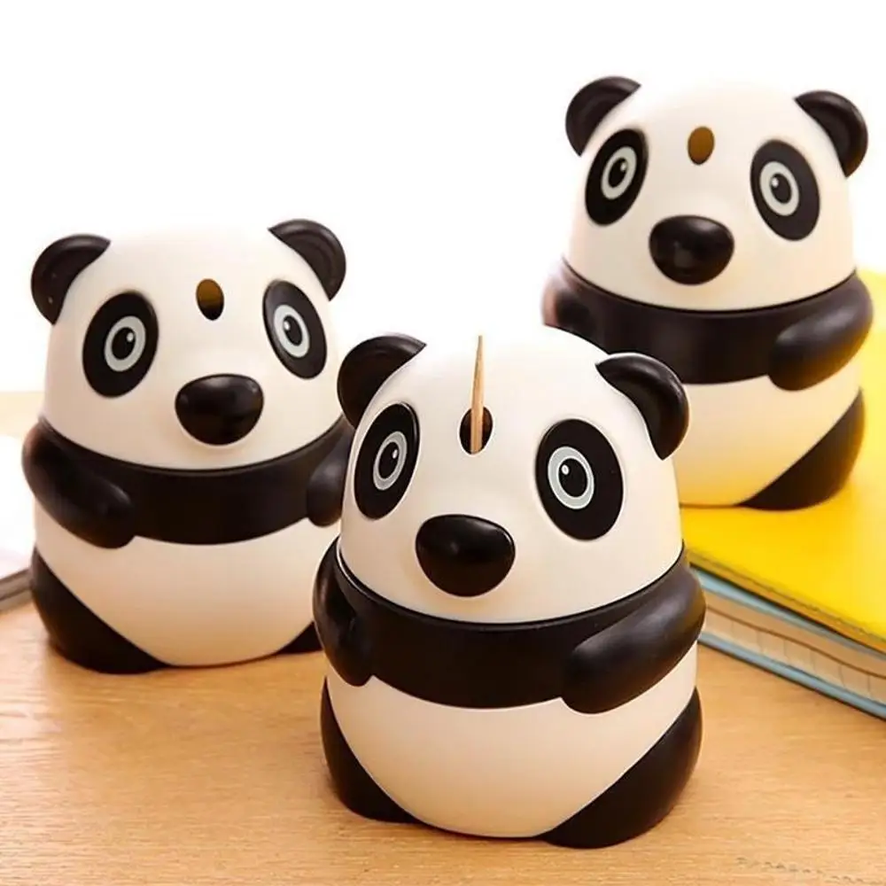New Panda Automatic Toothpick Box Hand Pressure Type Fashion Toothpicks Extinguishers Cute Cartoon Table Plastic Toothpick Cans