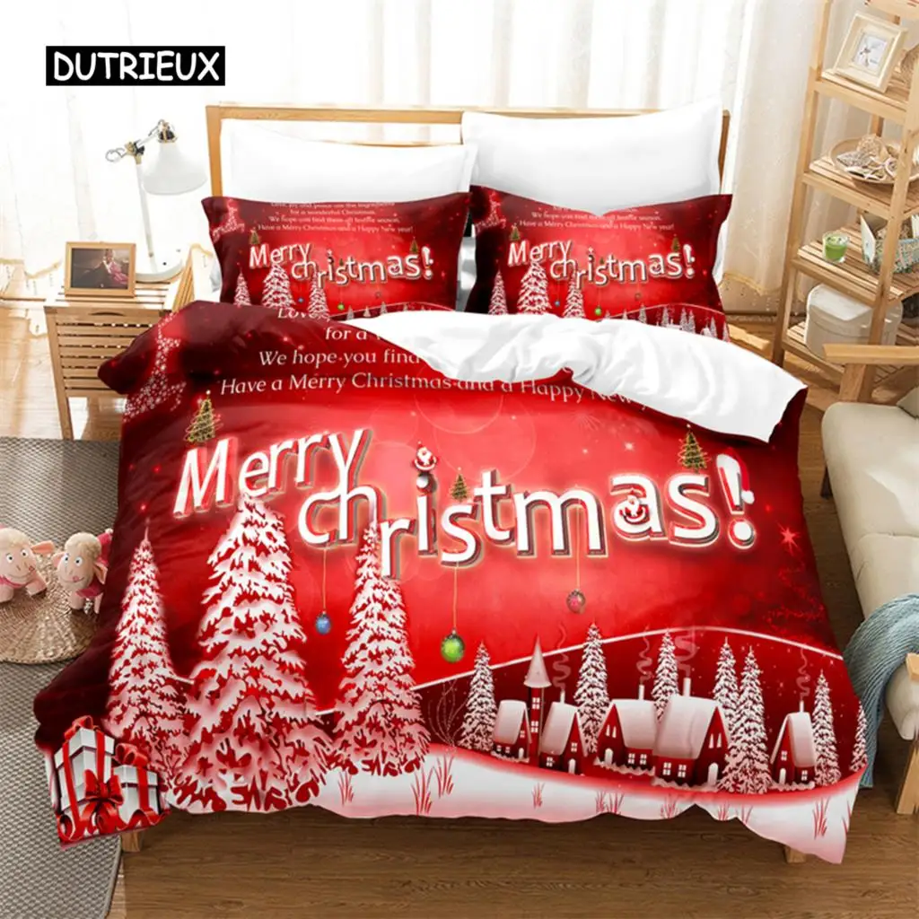 

Красное рождественское постельное белье, набор с пододеяльником, постельное белье с 3d Цифровым принтом, постельное белье королевского размера, Комплект постельного белья, модный дизайн