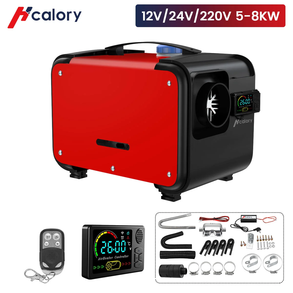 Hcalory 2022 NEW 12V 5-8KW 5KW Portable All In One Car Air Parking Diesel Heater LCD for Trucks Motor+LCD key Switch