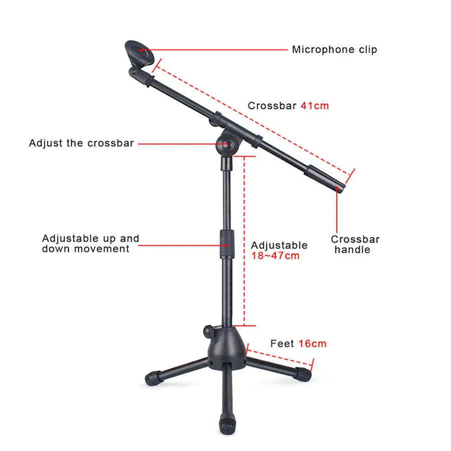Piso Microfone Tripé Suporte Braço Oscilante Retrátil Metal Mic Suporte Tripé Estágio Desempenho Microfone ao Vivo Suporte - Image 3