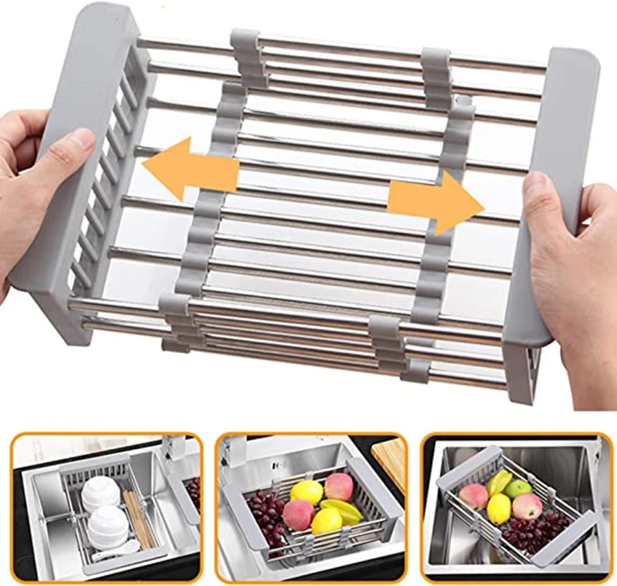 Égouttoir à Vaisselle Extensible en Acier Inoxydable