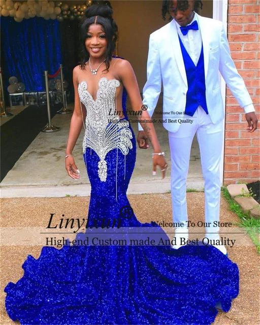 Chic Flowers Royal Blue Prom Party Gowns| Long Sleeves Prom Party Gown –  Ballbella