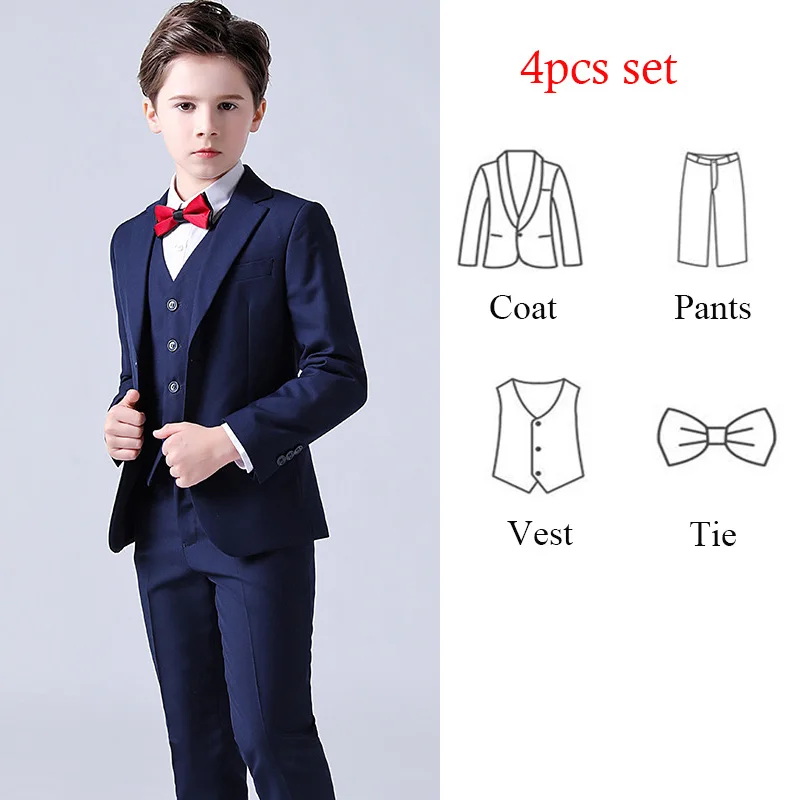 1-14 سنة الأطفال الصبي بدلة الزفاف الأسود الأزرق ا...