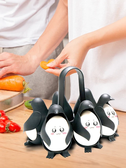 Boiled Egg Holder Durable Egg Cooker Penguin Shaped Steamer Storage  Organizer Rotate Boiled Eggs Cooker Kitchen