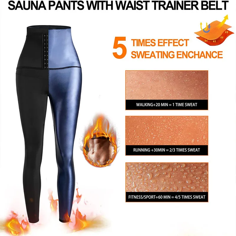 Body Shapers Sauna Sweat Pants Women's Leggings High Waist Slimming  Sweatpants Compression WaistTrainer Thermo Fitness Shapewear