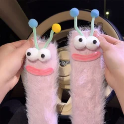 Cozy Monster Fleece Winter Socks - Cute & Fuzzy Sleep Stockings (Pink)