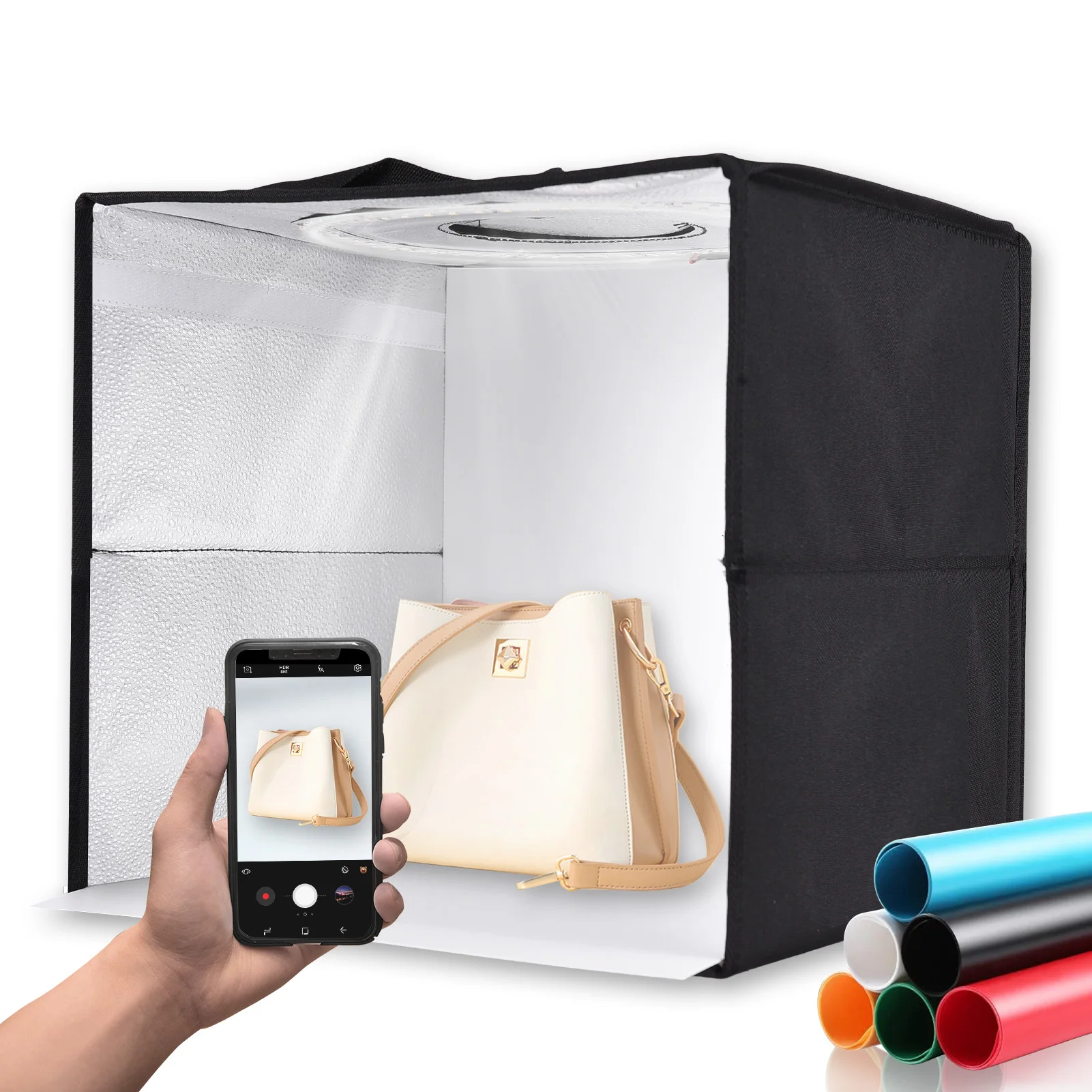 Compact LED Light Tent Folding Desktop Photo Studio Light Box 3200-6500K Dimmable USB Powered for Small Product Photography